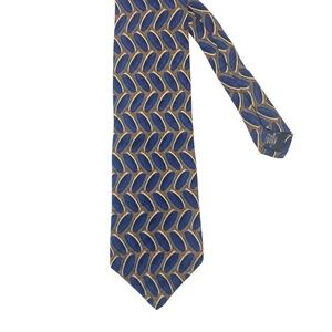 OSCAR DE LA RENTA Vintage 100% Silk Tie Necktie Abstract-Print Blue/Gray